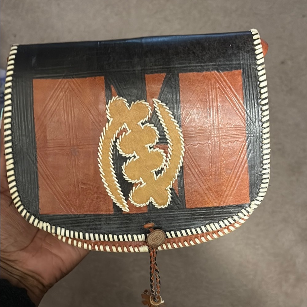 Handcrafted Black and Brown Leather Bag